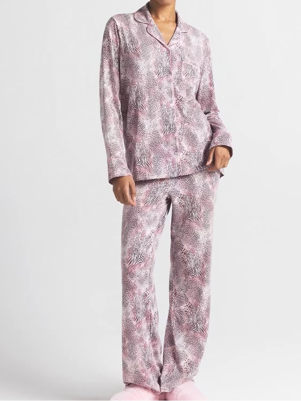 SKIMS Pink Printed Long-Sleeve Pajama Set